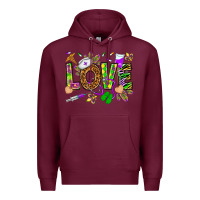 Burgundy Mardi Gras love Nurse Premium Hoodie - HowdyJamesFarm