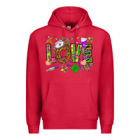 Cardinal Mardi Gras love Nurse Premium Hoodie - HowdyJamesFarm