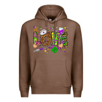 Chestnut Mardi Gras love Nurse Premium Hoodie - HowdyJamesFarm