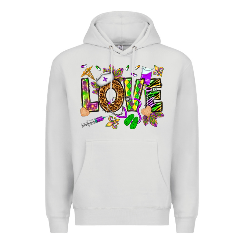 Mardi Gras Love Nurse Premium Hoodie by HowdyJamesFarm | Teevron