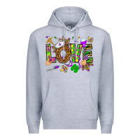 Heather Grey Mardi Gras love Nurse Premium Hoodie - HowdyJamesFarm