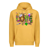 Mustard Mardi Gras love Nurse Premium Hoodie - HowdyJamesFarm