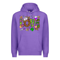 Purple Mardi Gras love Nurse Premium Hoodie - HowdyJamesFarm