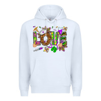 White Mardi Gras love Nurse Premium Hoodie - HowdyJamesFarm