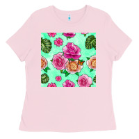 Bubblegum Pink floral background Ladies Tee - BundleAndBundleShop