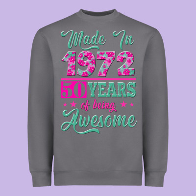 Made In 1972, 50 Years Of Being Awesome Heavyweight Sweatshirt Designed By Jasminsmagicworld