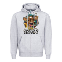 Heather Grey Just a little moody baby cow Zipper Hoodie - HowdyJamesFarm