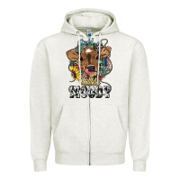 Oatmeal Heather Just a little moody baby cow Zipper Hoodie - HowdyJamesFarm