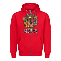 Red Just a little moody baby cow Zipper Hoodie - HowdyJamesFarm