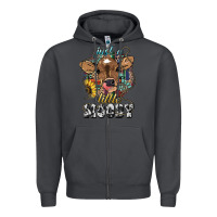 Smoke Just a little moody baby cow Zipper Hoodie - HowdyJamesFarm