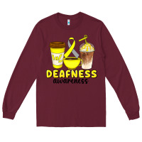 Burgundy deafness awareness coffee cups Long Sleeve Tee - Artiststas