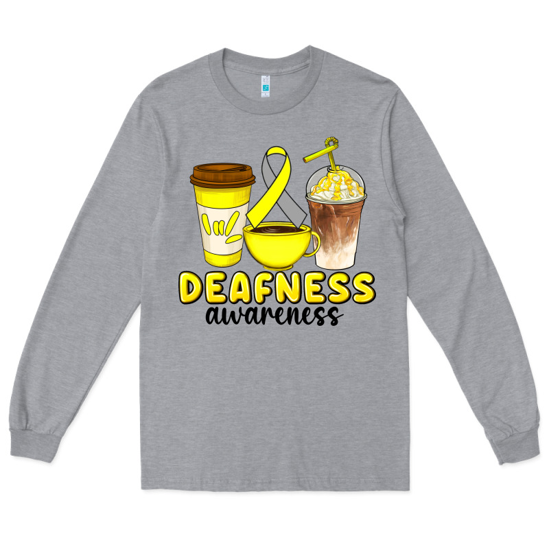 Deafness Awareness Coffee Cups Long Sleeve Tee by Artiststas | Teevron