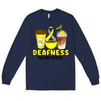 Navy deafness awareness coffee cups Long Sleeve Tee - Artiststas