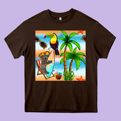 Tropical Animals Seamless Pattern Heavy Core Tee Designed By Bundleandbundleshop