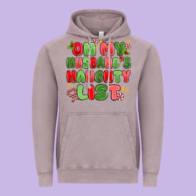 On My Husband's Naughty List Vintage Hoodie Designed By Maliassmallbusiness