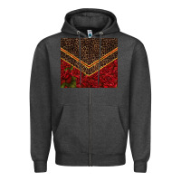 Charcoal Heather red roses with leopard Zipper Hoodie - TumblerDesignByShophia