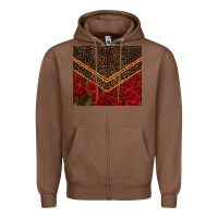 Chestnut red roses with leopard Zipper Hoodie - TumblerDesignByShophia