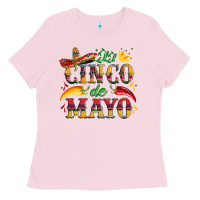 Bubblegum Pink cinco de mayo with pepper and sombrero Ladies Tee - Artiststas