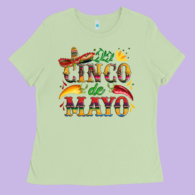 Cinco De Mayo With Pepper And Sombrero Ladies Tee Designed By Artiststas