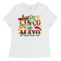 White cinco de mayo with pepper and sombrero Ladies Tee - Artiststas