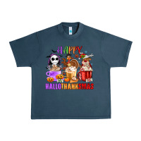 Midnight Navy happy hallothanksmas Urban Heavy Tee - MaliasSmallBusiness