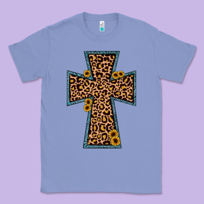 Leopard Sunflower Cross Classic Tee Designed By Jahusdesignshop