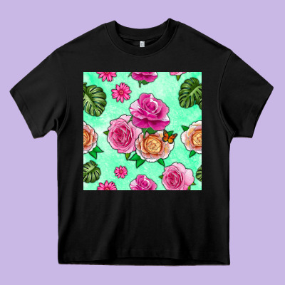 Floral Background Heavy Core Tee Designed By Bundleandbundleshop