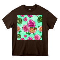 Chocolate Brown floral background Heavy Core Tee - BundleAndBundleShop
