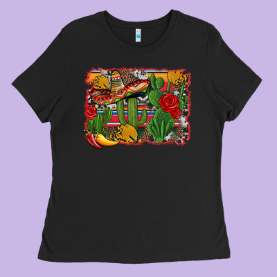 Mexican Cacti Background Ladies Tee Designed By Artiststas