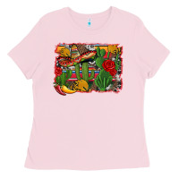 Bubblegum Pink mexican cacti background Ladies Tee - Artiststas