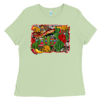 Matcha mexican cacti background Ladies Tee - Artiststas