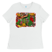 White mexican cacti background Ladies Tee - Artiststas