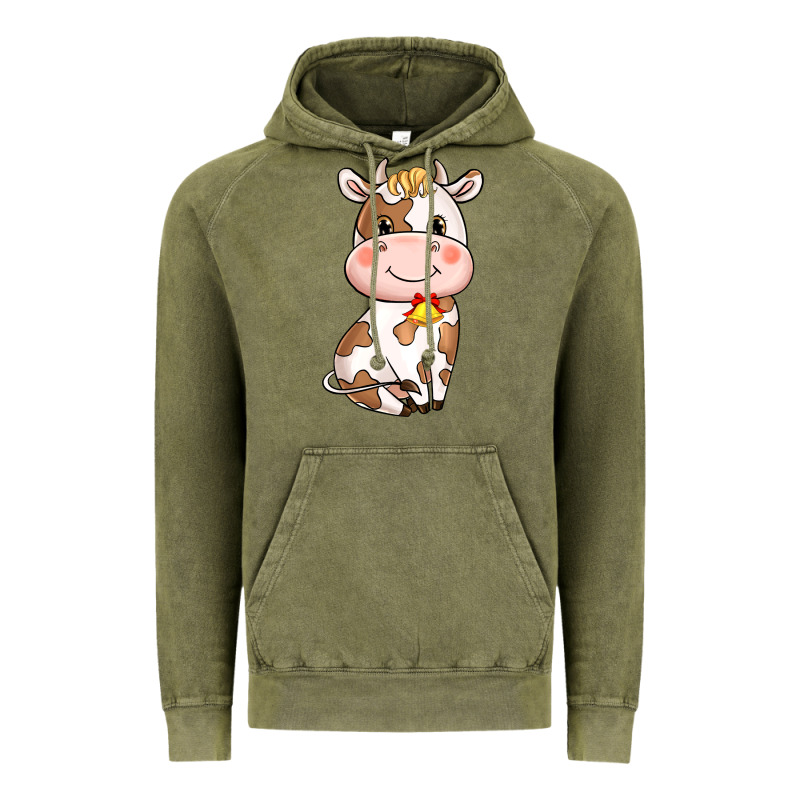 Cartoon Cow Vintage Hoodie by NancyCooperArtShop | Teevron