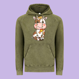 Cartoon Cow Vintage Hoodie Designed By Nancycooperartshop