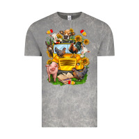 Cloud Rock farm animals with school bus Vintage Tee - NancyCooperArtShop