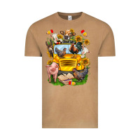 Vintage Camel farm animals with school bus Vintage Tee - NancyCooperArtShop