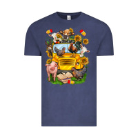 Vintage Denim farm animals with school bus Vintage Tee - NancyCooperArtShop