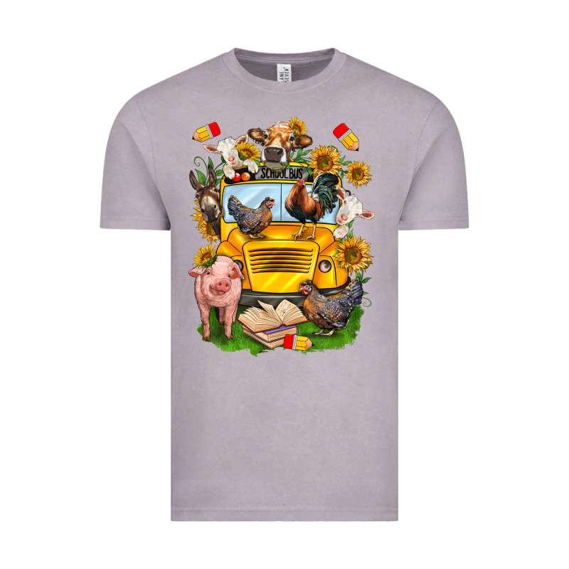 Farm Animals With School Bus Vintage Tee by NancyCooperArtShop | Teevron