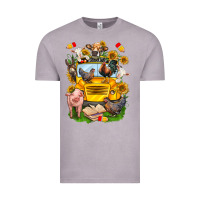 Vintage Zinc farm animals with school bus Vintage Tee - NancyCooperArtShop