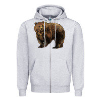 Heather Grey Grizzly Bear Zipper Hoodie - HowdyJamesFarm