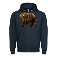Navy Grizzly Bear Zipper Hoodie - HowdyJamesFarm