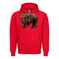 Red Grizzly Bear Zipper Hoodie - HowdyJamesFarm