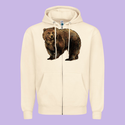 Grizzly Bear Zipper Hoodie Designed By Howdyjamesfarm