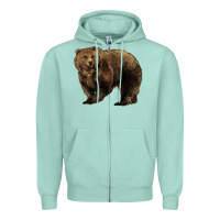 Seafoam Grizzly Bear Zipper Hoodie - HowdyJamesFarm