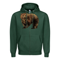 Sports Green Grizzly Bear Zipper Hoodie - HowdyJamesFarm
