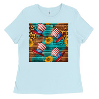 Baby Blue celebrity hat with leopard Ladies Tee - BundleAndBundleShop
