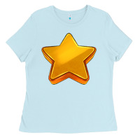 Baby Blue 3d golden stars Ladies Tee - AdoDesignShop