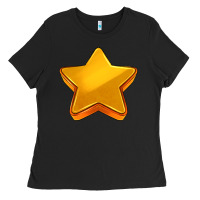 Black 3d golden stars Ladies Tee - AdoDesignShop