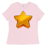 Bubblegum Pink 3d golden stars Ladies Tee - AdoDesignShop