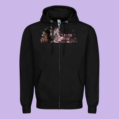 I Am The Storm With Girl And Butterflies Zipper Hoodie Designed By Tumblerdesignbyshophia